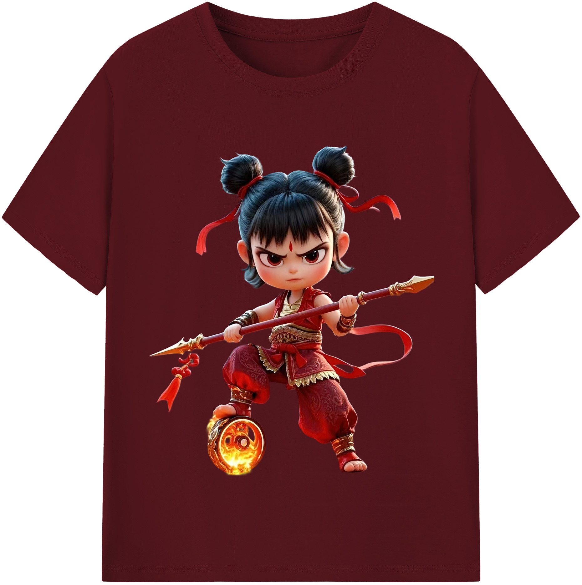 （画像用） Ne Zha 2 ナタ 魔童の大暴れ 綿100％半袖Tシャツ（フロントプリント）